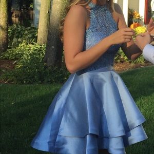 Periwinkle halter two piece dress